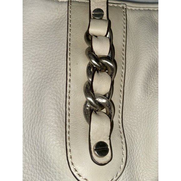 B Makowsky Leather Handbag Shoulder Bag Cream Hobo - Picture 10 of 13